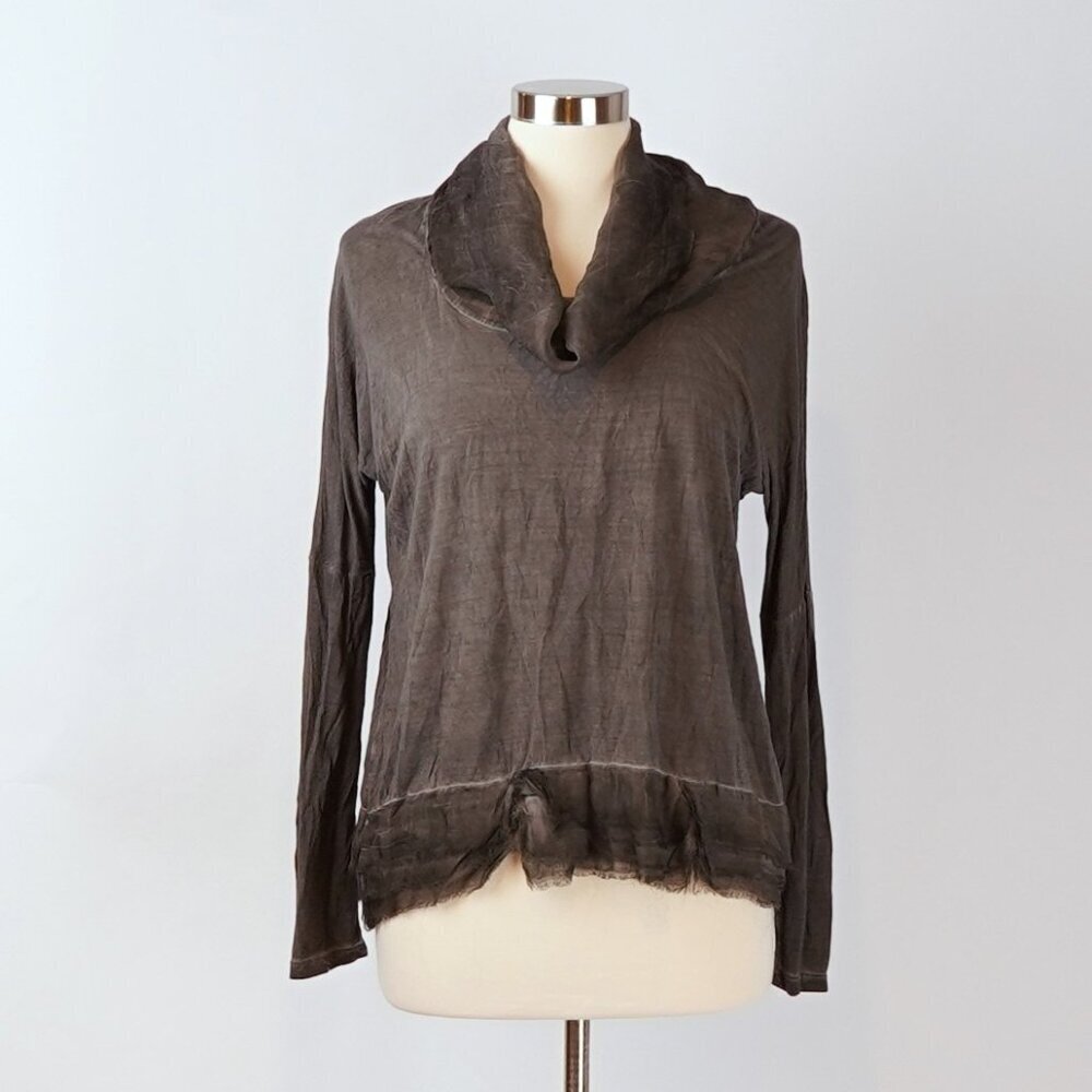 Sacred Threads Tunic Cowl Neck Long Sleeve Blouse Gray - Size Small